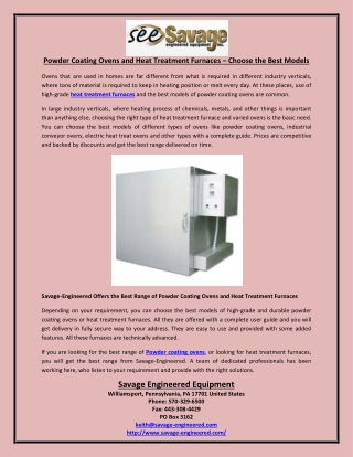 Powder Coating Ovens and Heat Treatment Furnaces Choose the Best Models
