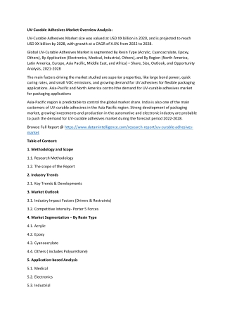 UV-Curable Adhesives Market