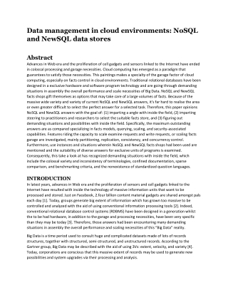 Data management in cloud environments