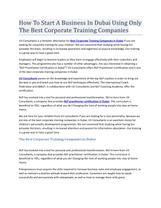 How To Start A Business In Dubai Using Only The Best Corporate Training Companies