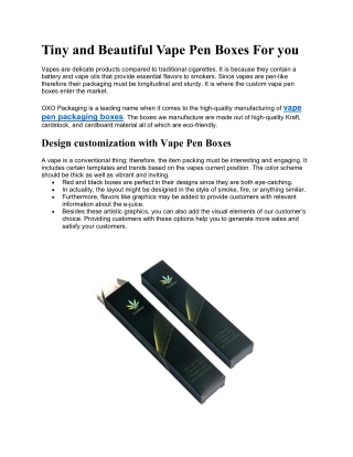 Tiny and Beautiful Vape Pen Boxes For you