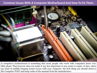 Common Issues With A Computer Motherboard And How To Fix Them