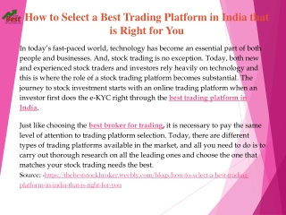 How to Select a Best Trading Platform in India that is Right for You