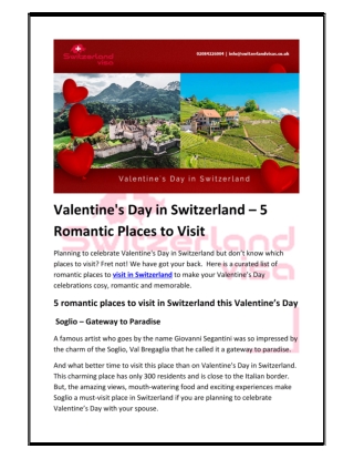 Valentine's Day in Switzerland – 5 Beautiful Places to Visit