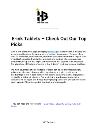 E-ink Tablets – Check Out Our Top Picks