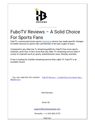 FuboTV Reviews – A Solid Choice For Sports Fans