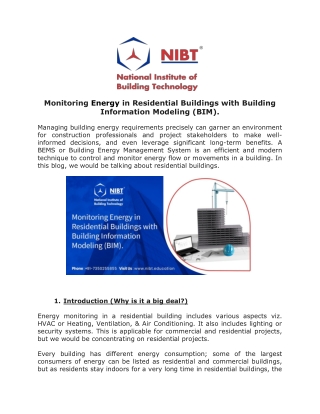 Monitoring Energy in Residential Buildings with Building Information Modeling (BIM)