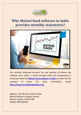 Why Mutual fund software in India provides monthly statements