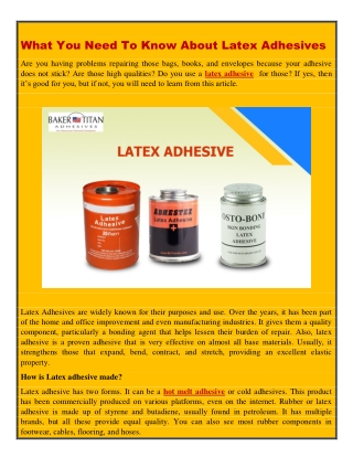 What You Need To Know About Latex Adhesives