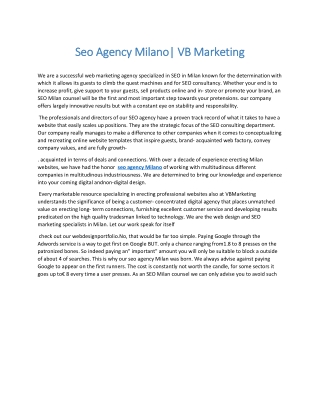 Seo Agency Milano VB Marketing