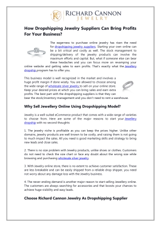 How Dropshipping Jewelry Suppliers Can Bring Profi