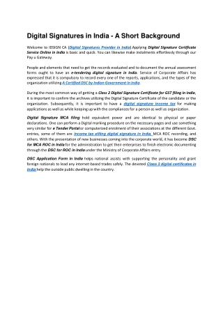 Digital Signatures in India - A Short Background