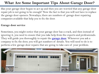 What Are Some Important Tips About Garage Door?