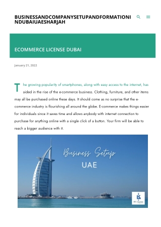 ECOMMERCE LICENSE DUBAI