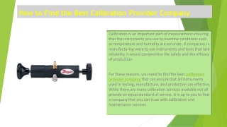 How to Find the Best Calibration Provider Company