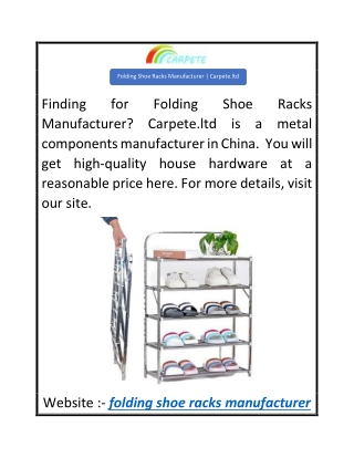 Folding Shoe Racks Manufacturer  Carpete.ltd