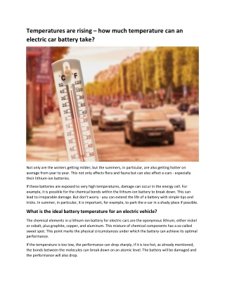 Temperatures are rising  how much temperature can an electric car battery take