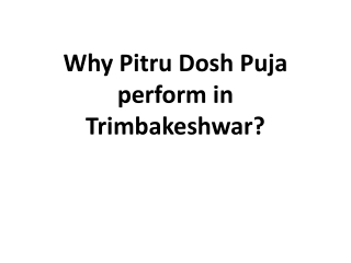 Why Pitru Dosh Puja perform in Trimbakeshwar?