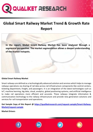 Global Smart Railway Market  Trend , Growth Opportunity, Business Strategy
