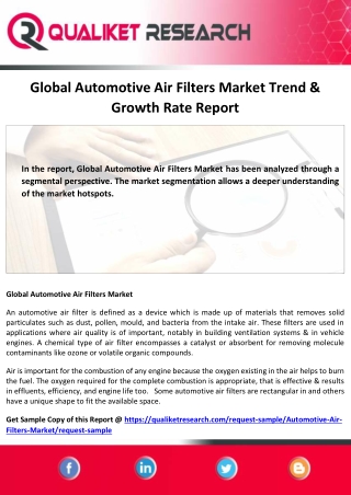 Global Automotive Air Filters Market