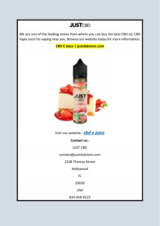 CBD E Juice | justcbdstore.com