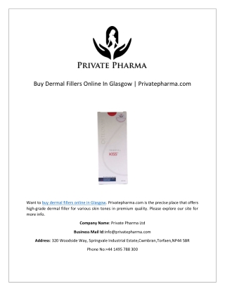Buy Dermal Fillers Online In Glasgow | Privatepharma.com