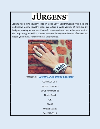 Jewelry Shop Online Coos Bay | Designmyjewelry.com