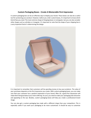Custom Packaging Boxes - Create A Memorable First Impression