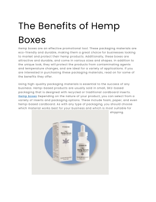 The Benefits of Hemp Boxes