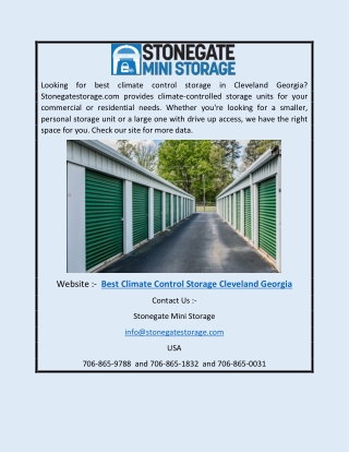 Best Climate Control Storage Cleveland Georgia | Stonegatestorage.com
