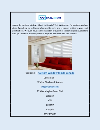 Custom Window Blinds Canada | Winlor.com