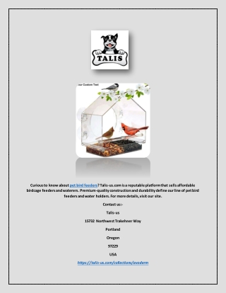 Pet Bird Feeders | Talis-us.com
