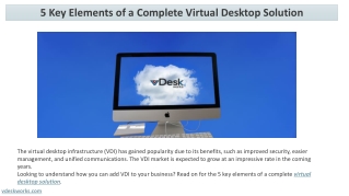 5 Key Elements of a Complete Virtual Desktop Solution