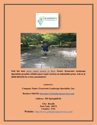 Paver Repair River Forest | Grassroots Landscape Specialties