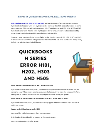 How to fix QuickBooks Error H101, H202, H303 or H505