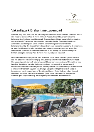 Parc de Kievit - Vakantiepark Brabant met zwembad