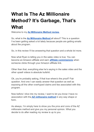 What Is The Az Millionaire Method_ It’s Garbage, That’s What