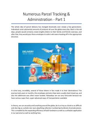 Numerous Parcel Tracking & Administration  - Part 1
