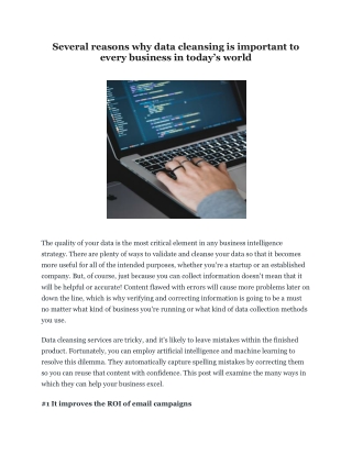 Several reasons why data cleansing is important to every business in today-converted