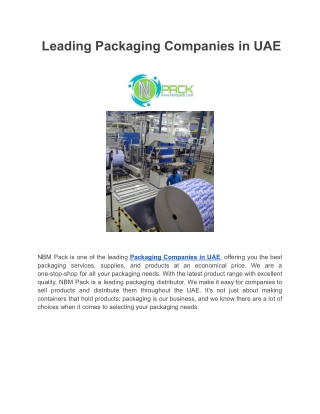 Leading Packaging Companies in UAE