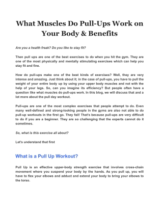 What Muscles Do Pull-Ups Work on Your Body & Benefits