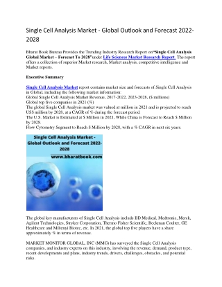 Single Cell Analysis Market - Global Outlook and Forecast 2022-2028-converted