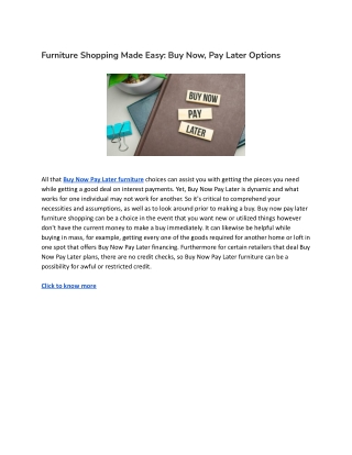 Furniture Shopping Made Easy: Buy Now, Pay Later Options