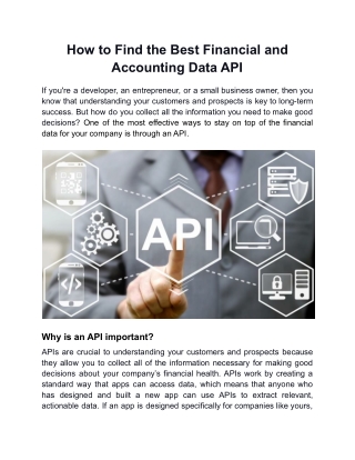 How to Find the Best Financial and Accounting Data API