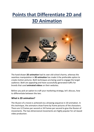 Points that Differentiate 2D and 3D Animation