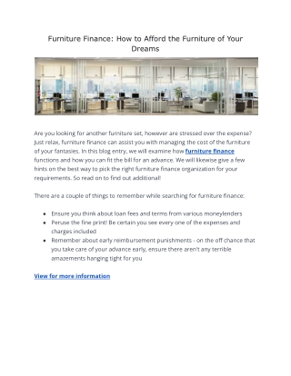 Furniture Finance: How to Afford the Furniture of Your Dreams