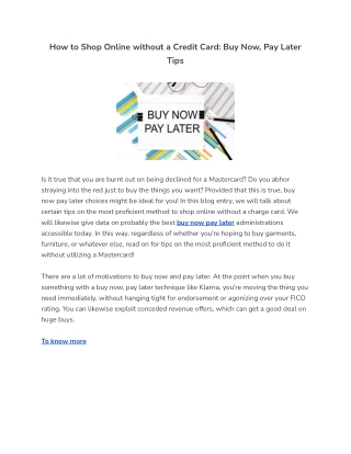 How to Shop Online without a Credit Card: Buy Now, Pay Later Tips