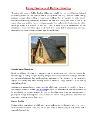 Using Products of Rubber Roofing