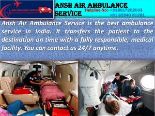 Get Air Ambulance Service in Guwahati with round the clock |ANSH