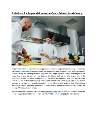 6 Methods for Proper Maintenance of your Exhaust Hood Canopy